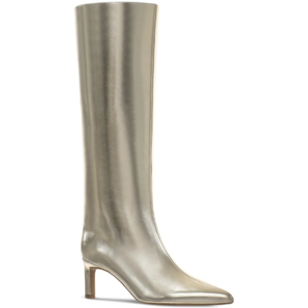 On 34th Rachelle Stovepipe Knee High Boots Gold Smooth 8M NWB Little Damaged